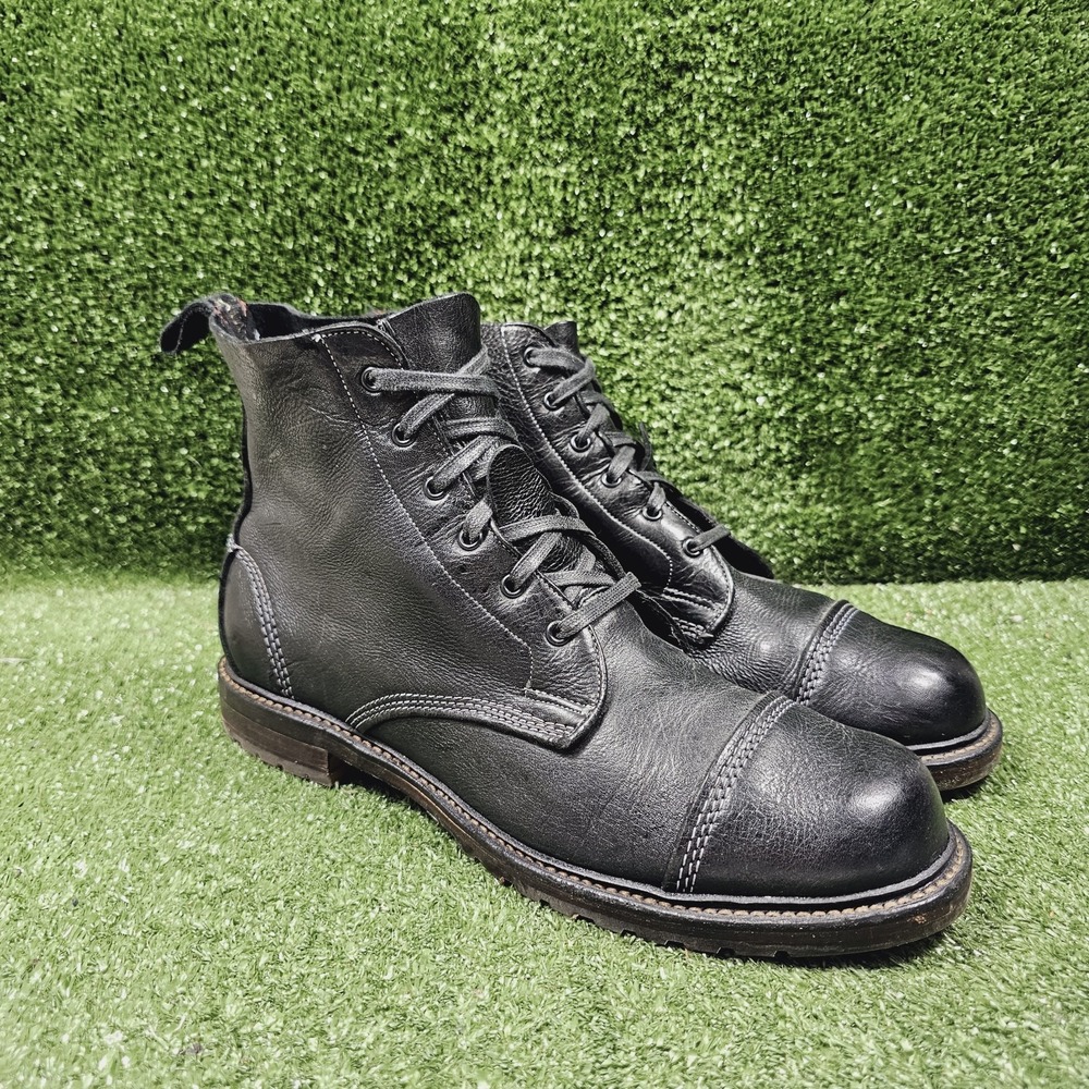 Allen Edmonds Normandy Black Leather Cap Toe Ankle Combat Boots Mens Size 11.5